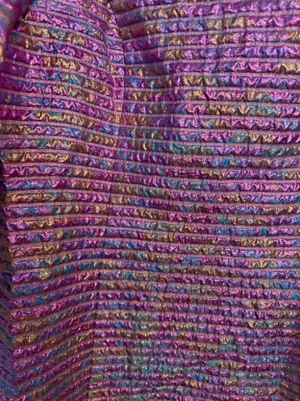 Purple Metallic Puff-Sleeve Midi Dress - Picture 3 of 6